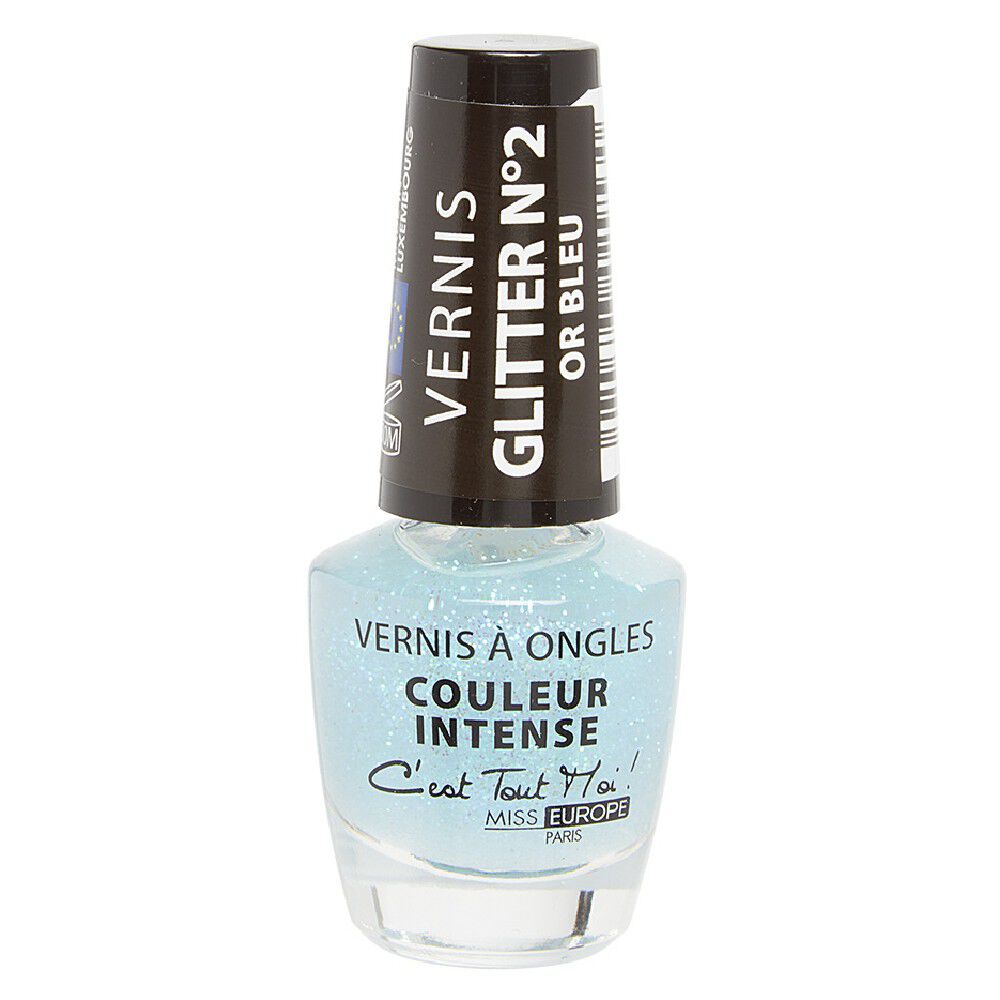 Vernis à ongles glitter doré bleu n°02