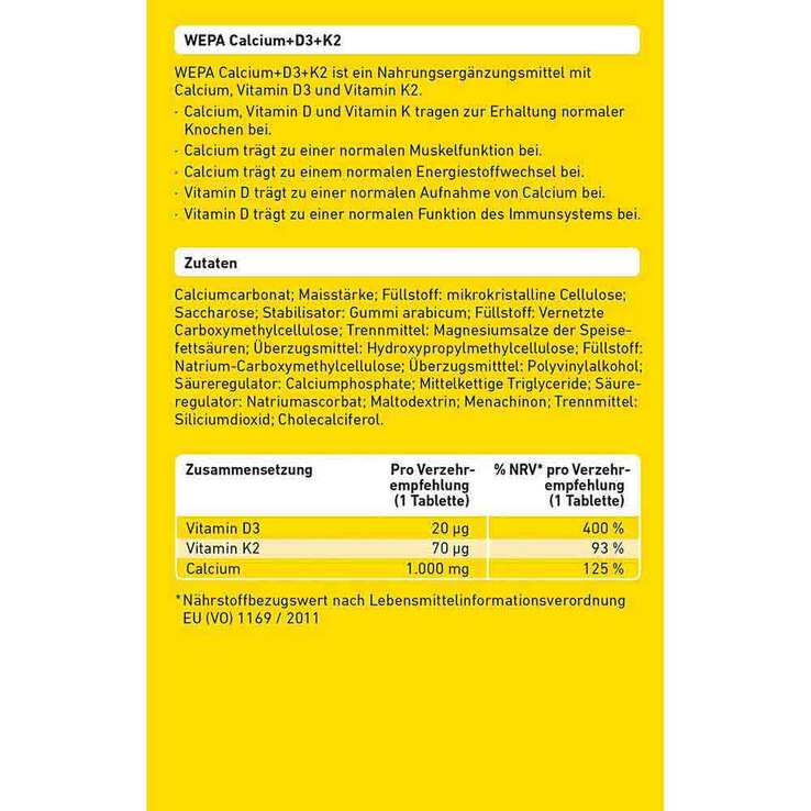Wepa Calcium + D3 + K2 Tabletten, 30 St