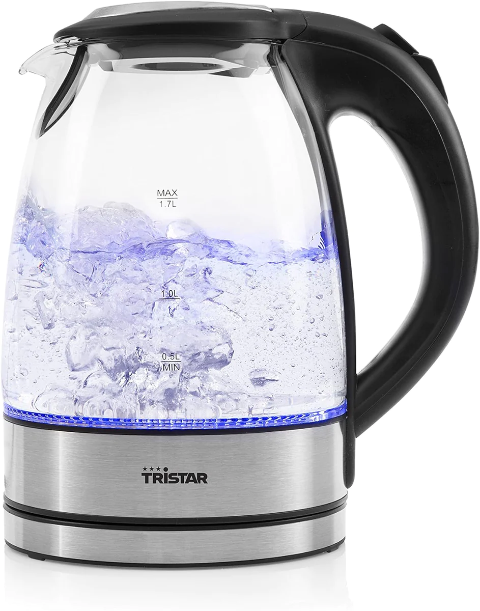 bouilloire électrique de 1,7L sans fil avec LED 2200W gris noir Trista