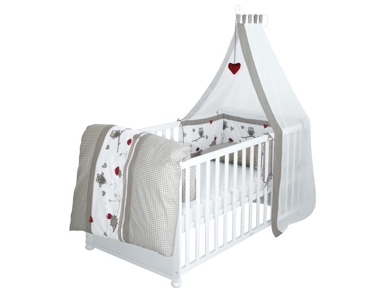 roba Babybett Komplettset Adam & Eule weiss 70 x 140 cm Kombi-Kinderbett umbaubar