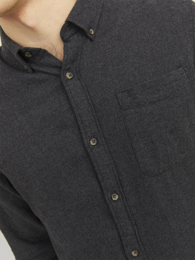 Jack & Jones JJECLASSIC MELANGE SHIRT LS SN Dark grey melange