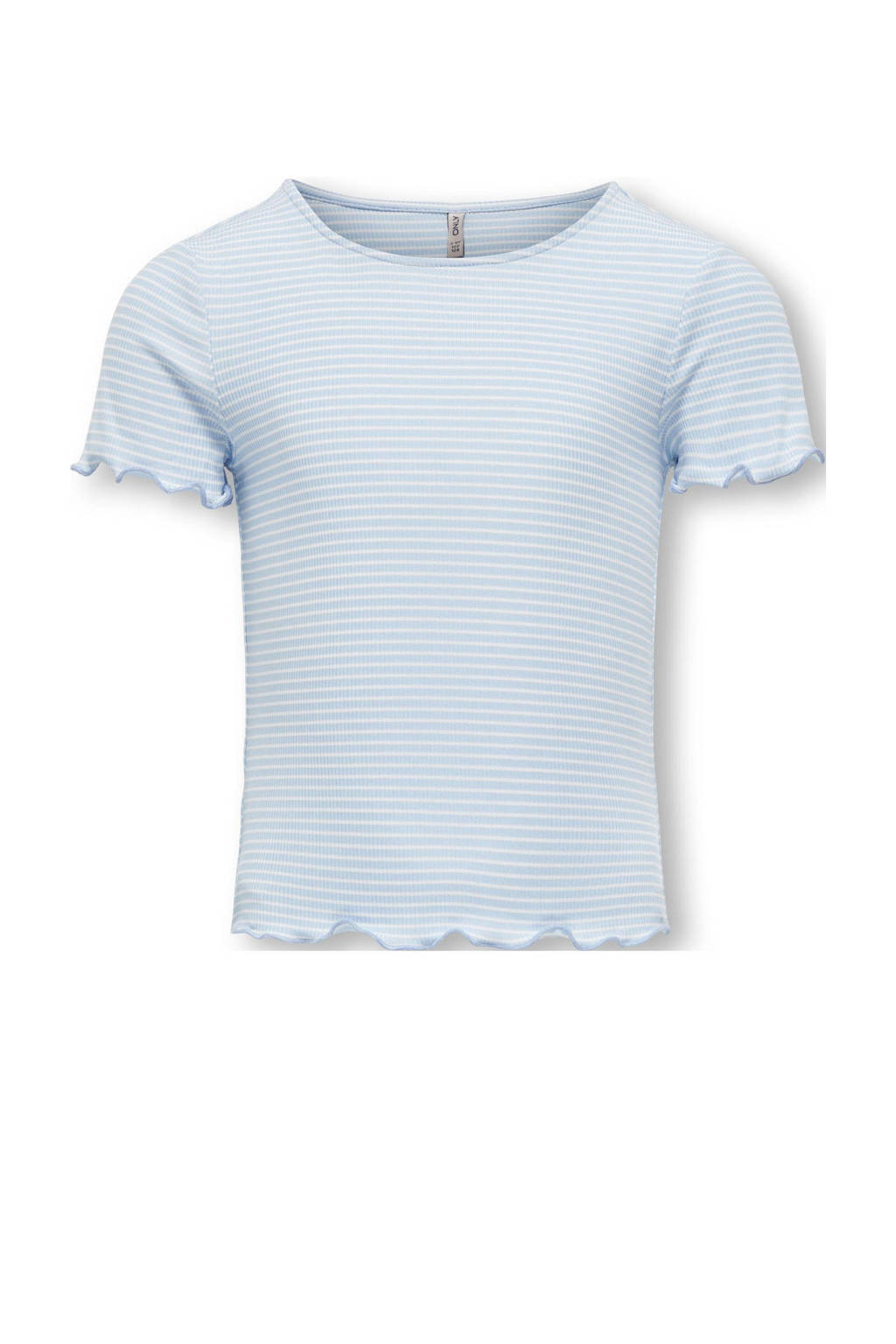 ONLY gestreept ribgebreid T-shirt KOGWILMA LIFE lichtblauw/wit