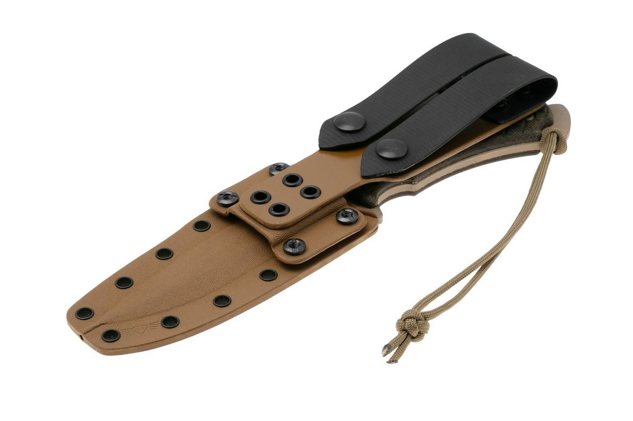 Spartan Blades Ares SB1DEGRKYTN Flat Dark Earth, Green Micarta, survivalmes, kydex schede
