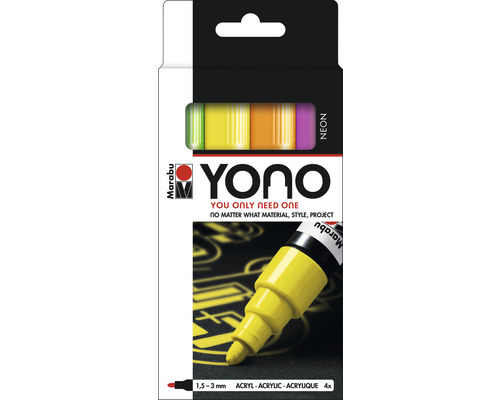 Marabu Yono markerset neon, 4 x 1,5-3 mm
