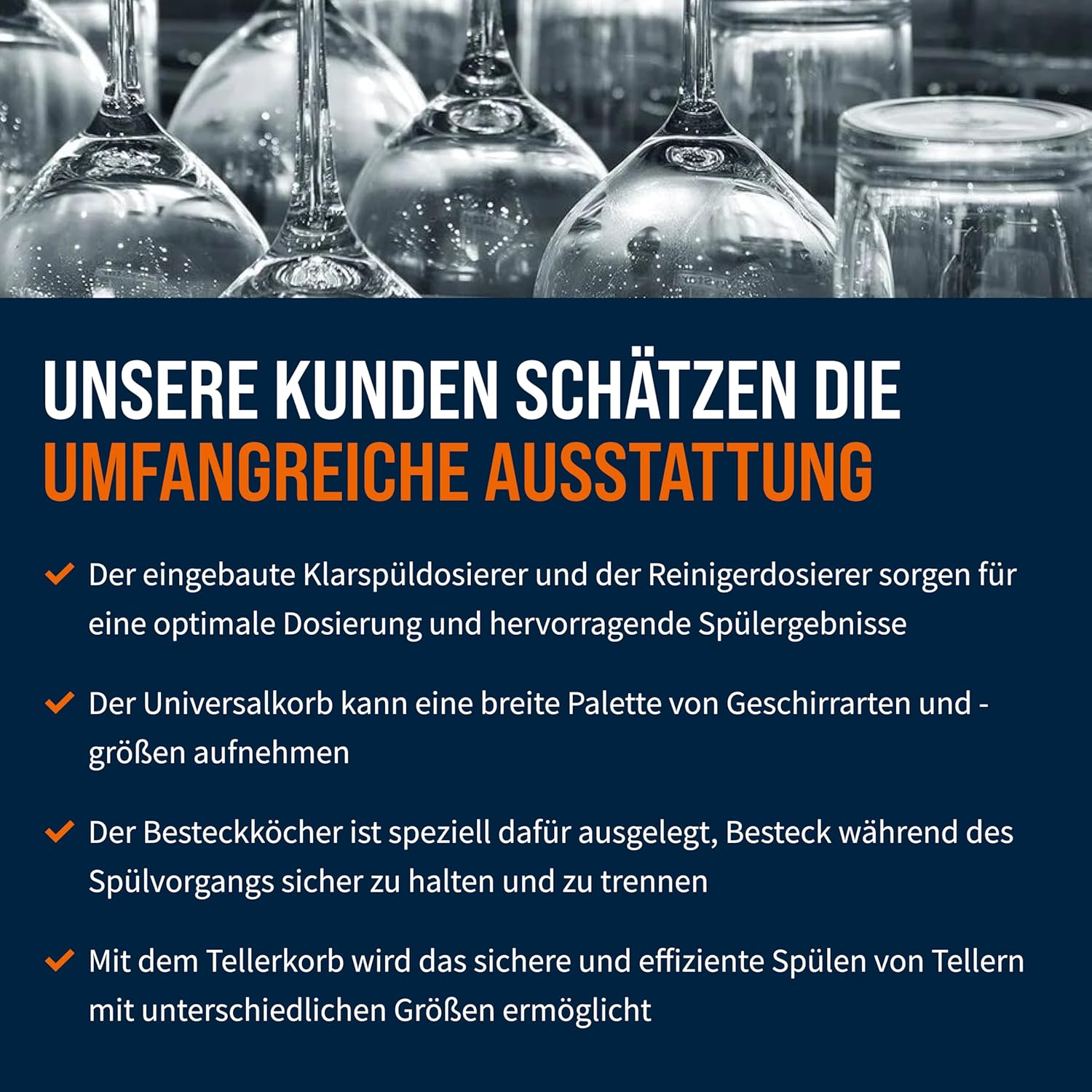ECOLINE-GLSM50S Gläserspülmaschine I Spülmaschine mit Reiniger- und Klarspüldosierer I Korbmaß 50 cm I Gläserspüler für Gastronomie Gastro