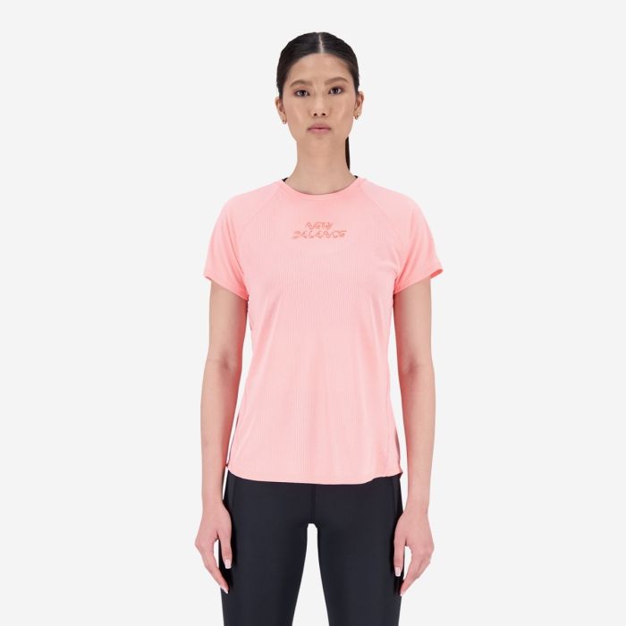 New Balance Dame T-shirts Printed Impact Run Short Sleeve Pink