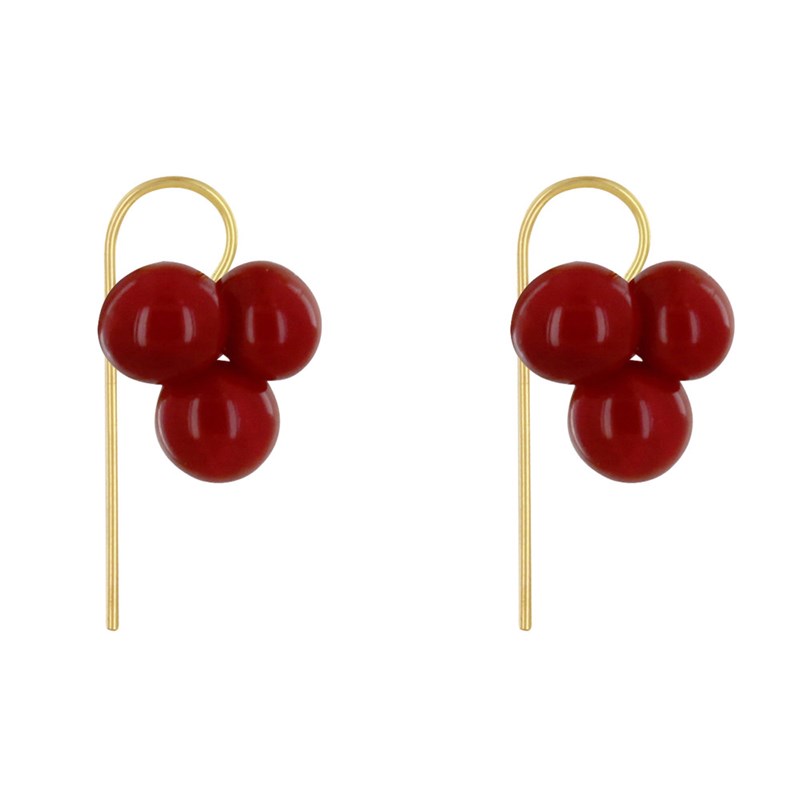 Boucles d'Oreilles Crochet Laiton et Bouquet de Perles de Verre