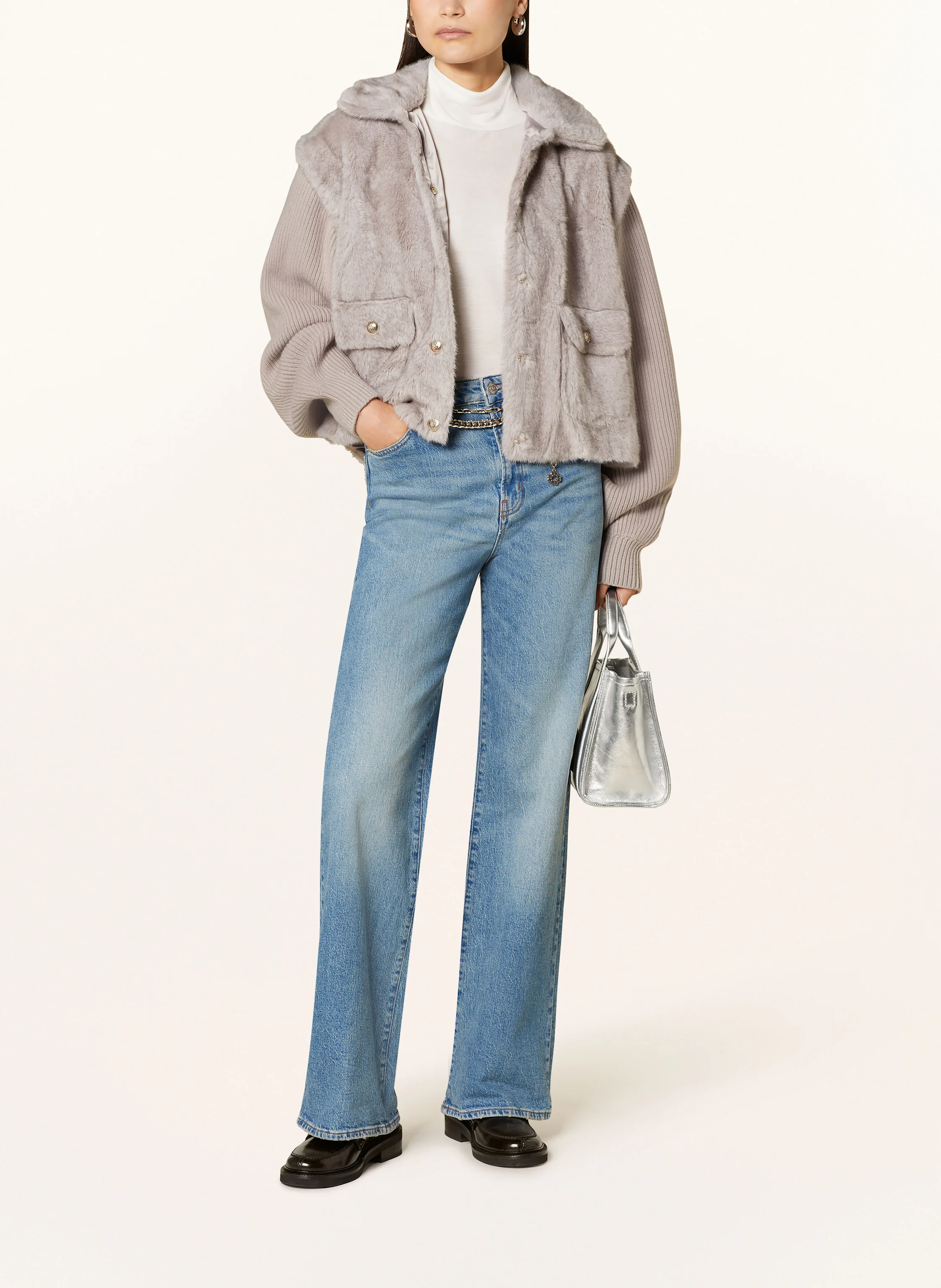 maje Jacke im Materialmix