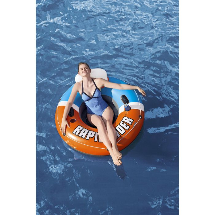 (Ø135cm) Hydro-Force Rapid Rider Schwimmringsessel Aufblasbare Wasser Luftmatratze Liegesofa Badeinsel (43116) - Blau / Weiss