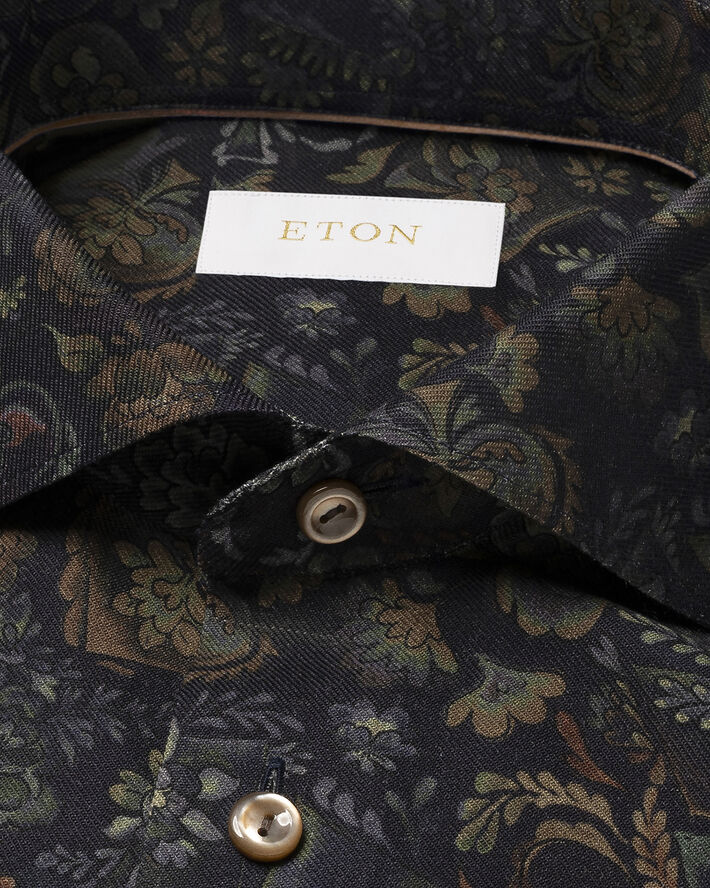 ETON Slim Fit Brown Merino Wool Shirt Brun