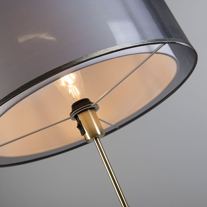 Vloerlamp goud/messing met zwart/witte kap 47 cm - Parte