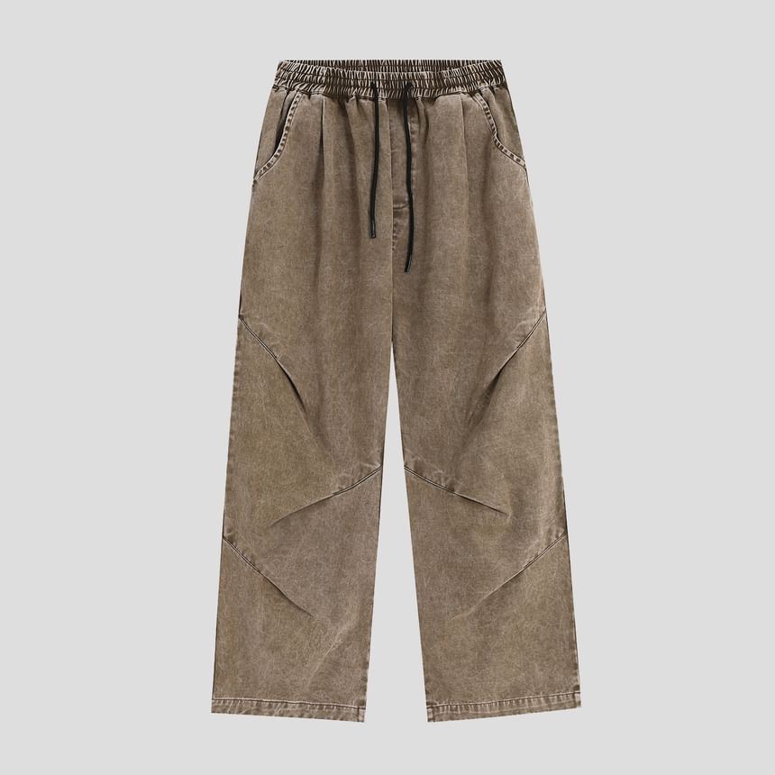 INStudio - High Waist Washed Wide Leg Jeans