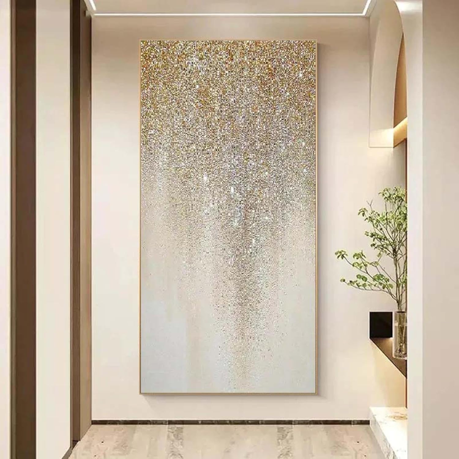 Bilder Abstrakt Gold Luxus Kunst 140x70 cm Groß Modern Leinwandbild Wohnzimmer Schlafzimmer Wandbilder Canvas Desing Wand Bild auf Leinwand Moderne Kunstdruck Wanddeko Aufhängefertig