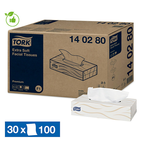 Mouchoirs Tork, 30 boîtes de 100 mouchoirs