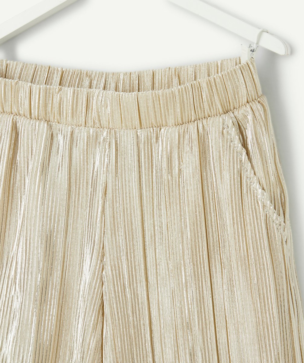 PANTALON LARGE FILLE PLISSÉ COULEUR DORÉE PAILLETÉ