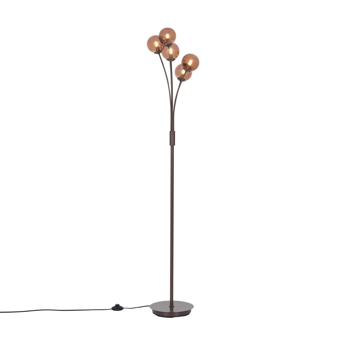 Design vloerlamp brons met brons glas 5-lichts - Athens