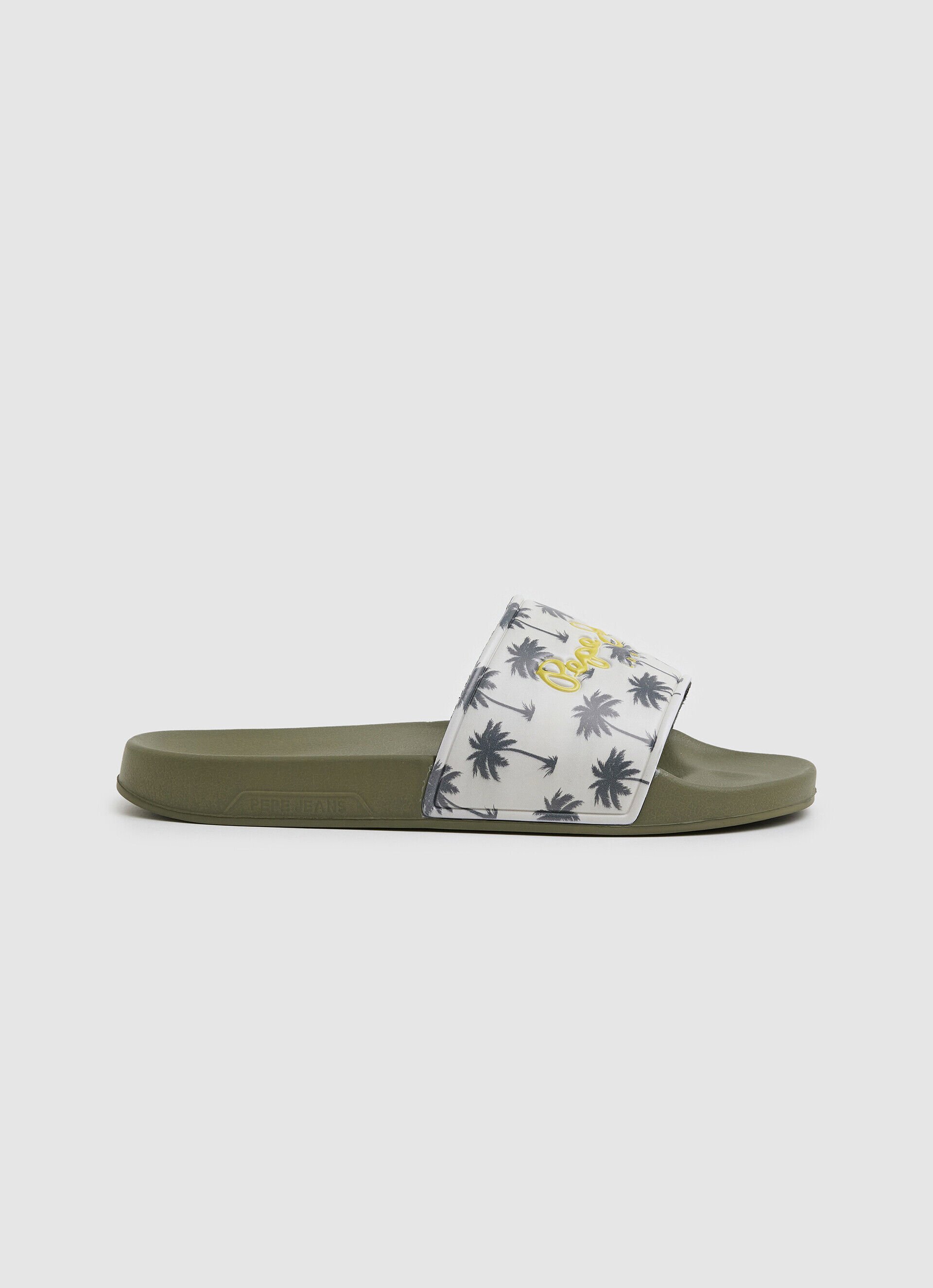 Chinelo de praia com estampa deslizante - verde cáqui