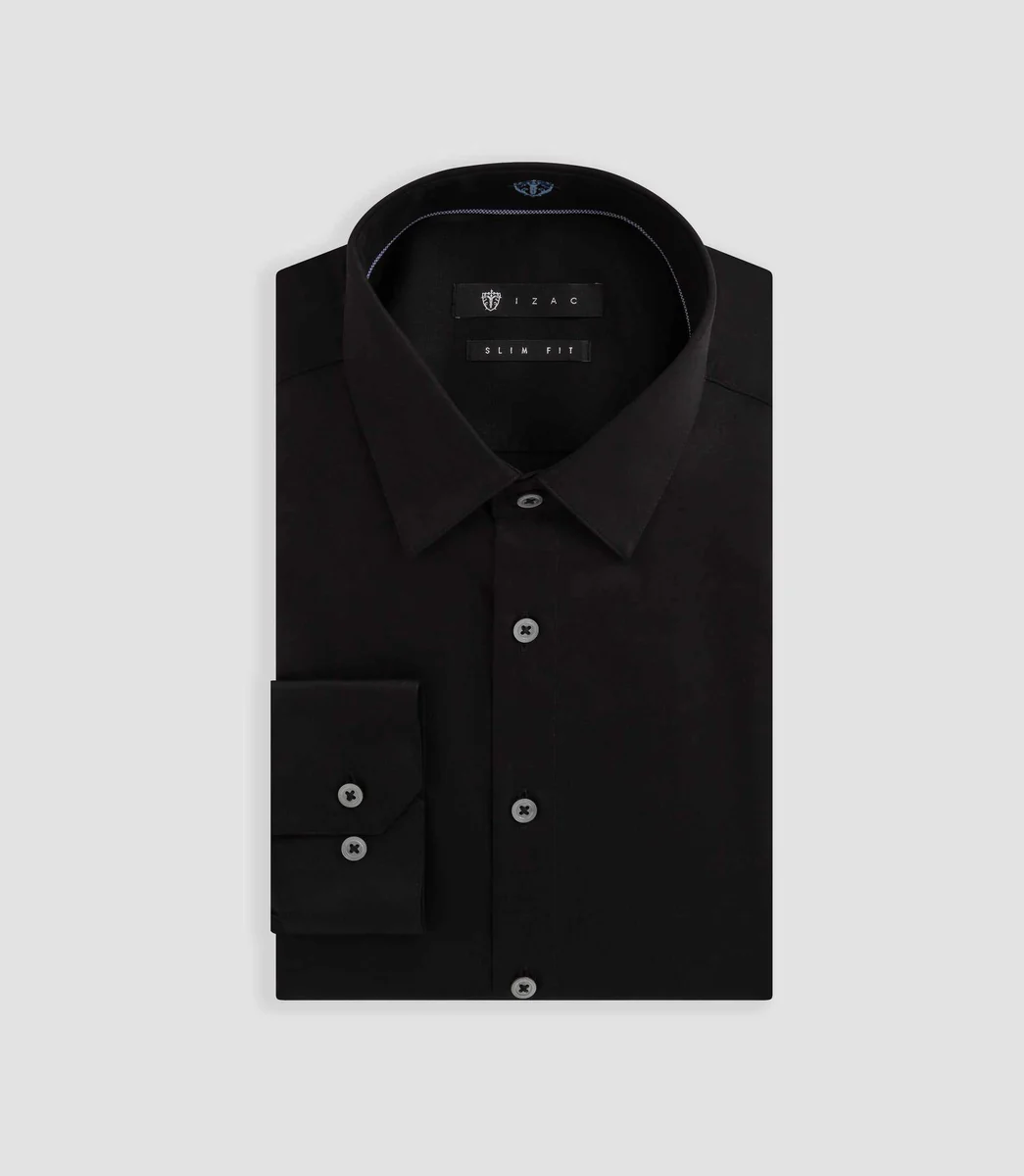 Chemise satin slim noir 
