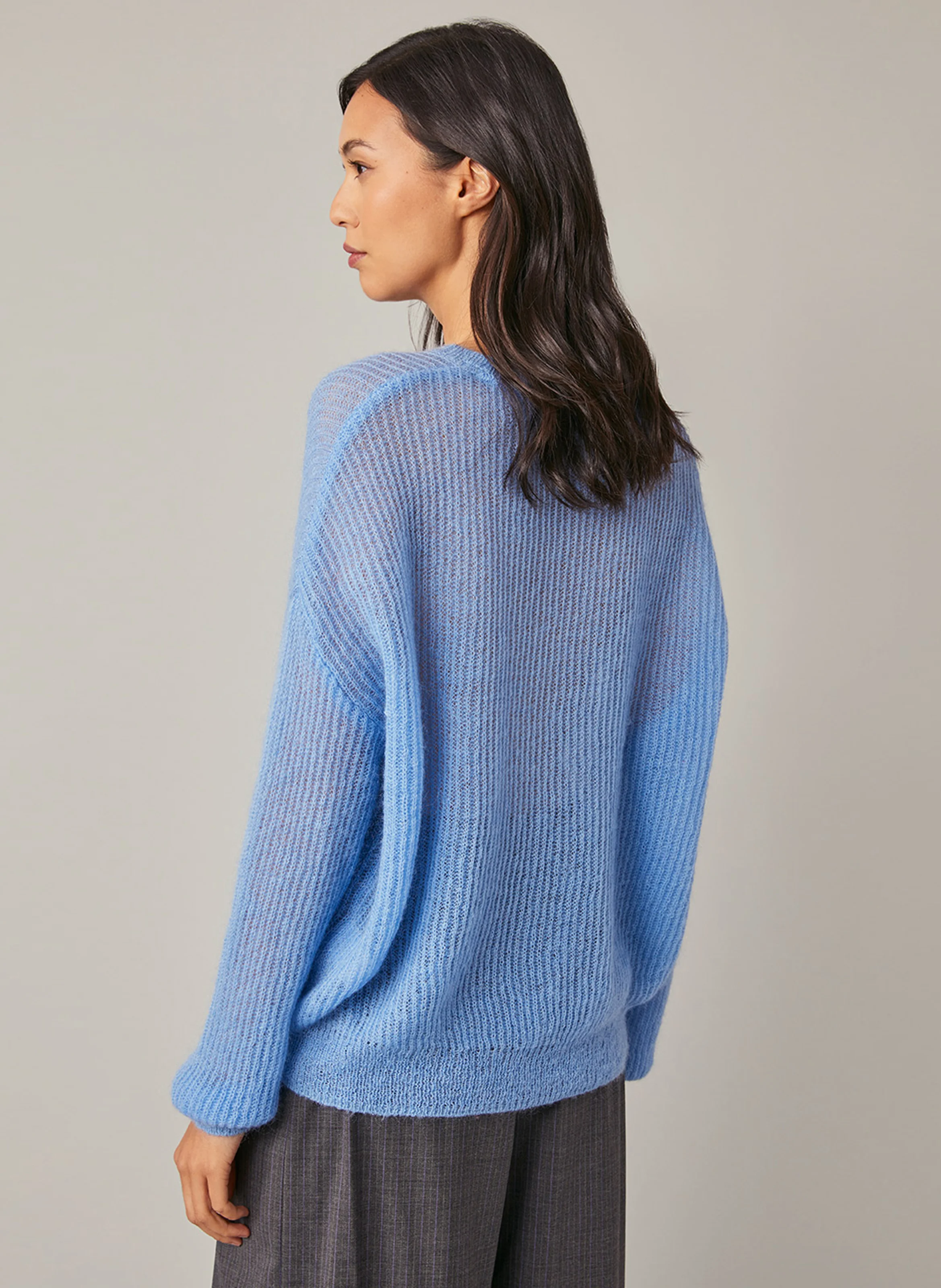 ELISE - Pull ample laine tricotée mélangée | Bleu