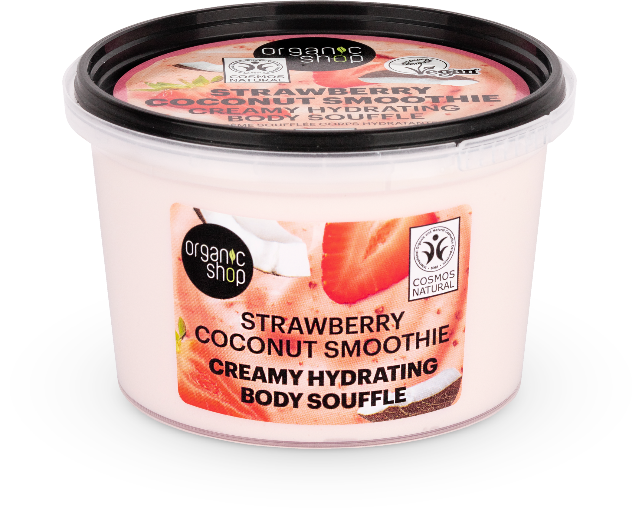 Organic Shop  Creamy Hydrating Body Souffle Strawberry Coconut Smoothie, 250 ml
