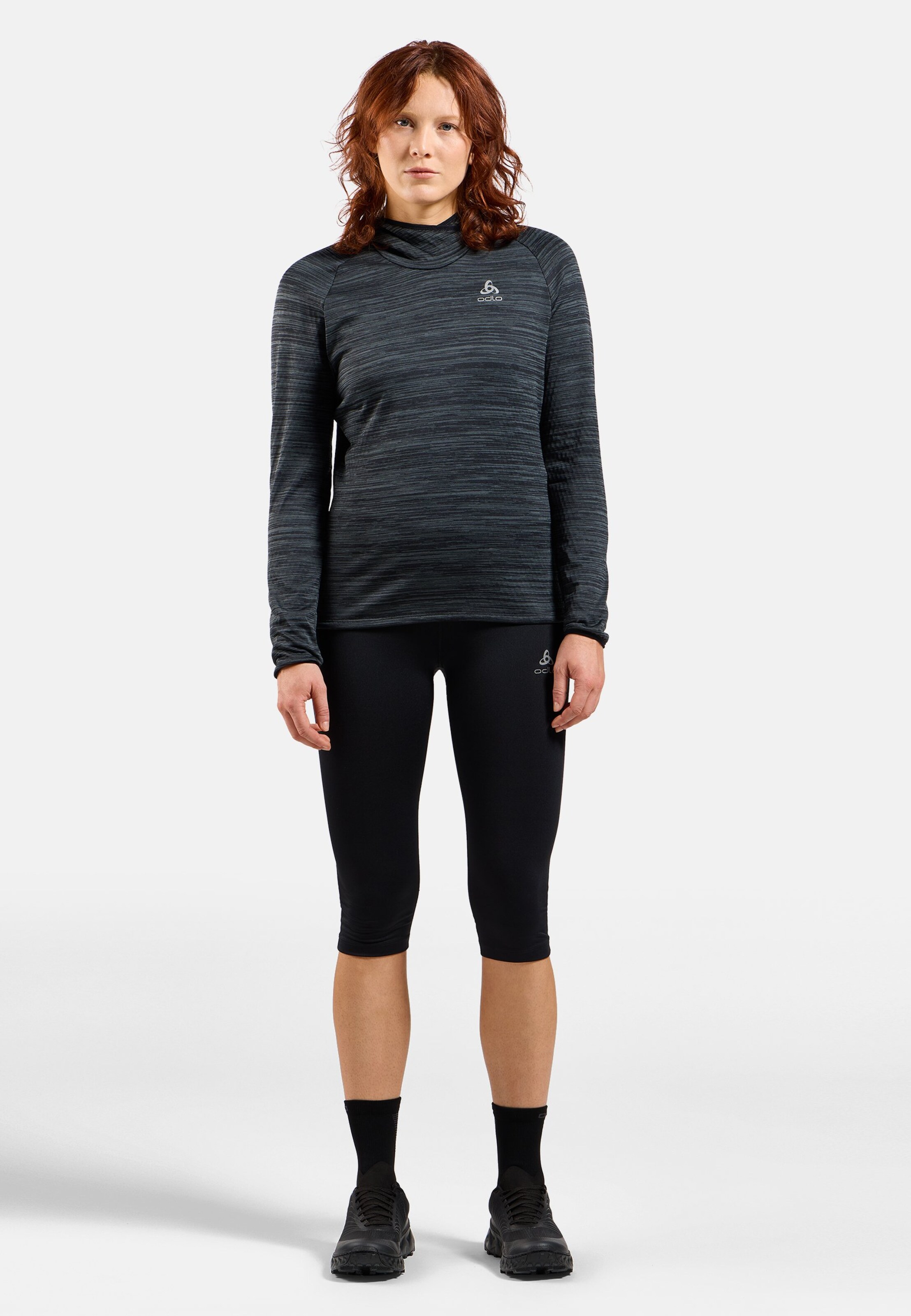 Damen Run Easy Mid Layer Hoody in black melange
