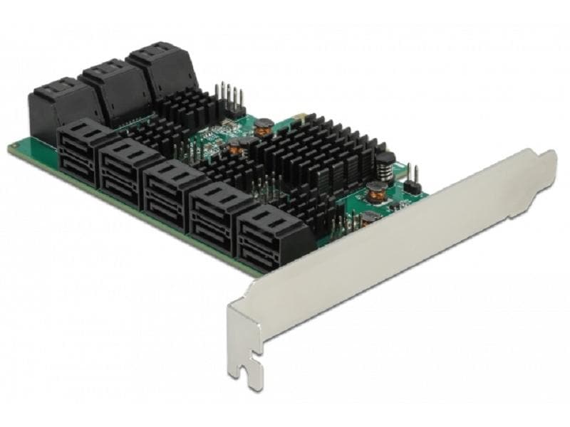 Delock RAID-Controller 16 Port SATA PCIe-Schnittstellenkarte mit 16x 2 Pin Pfostensteckern