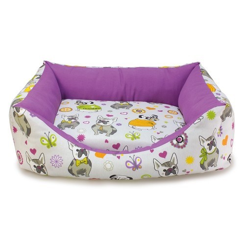Cama para cachorro Bulldog, roxa