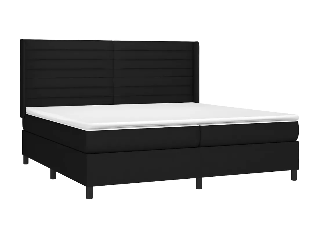 Sommier tapissier et matelas et LED Noir 200x200 cm Tissu
