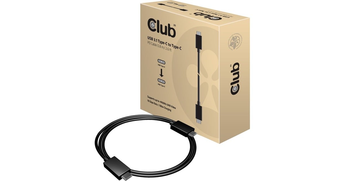 Club 3DUSB 3.1 Type C Kabel, 0.8m  (CAC-1522)