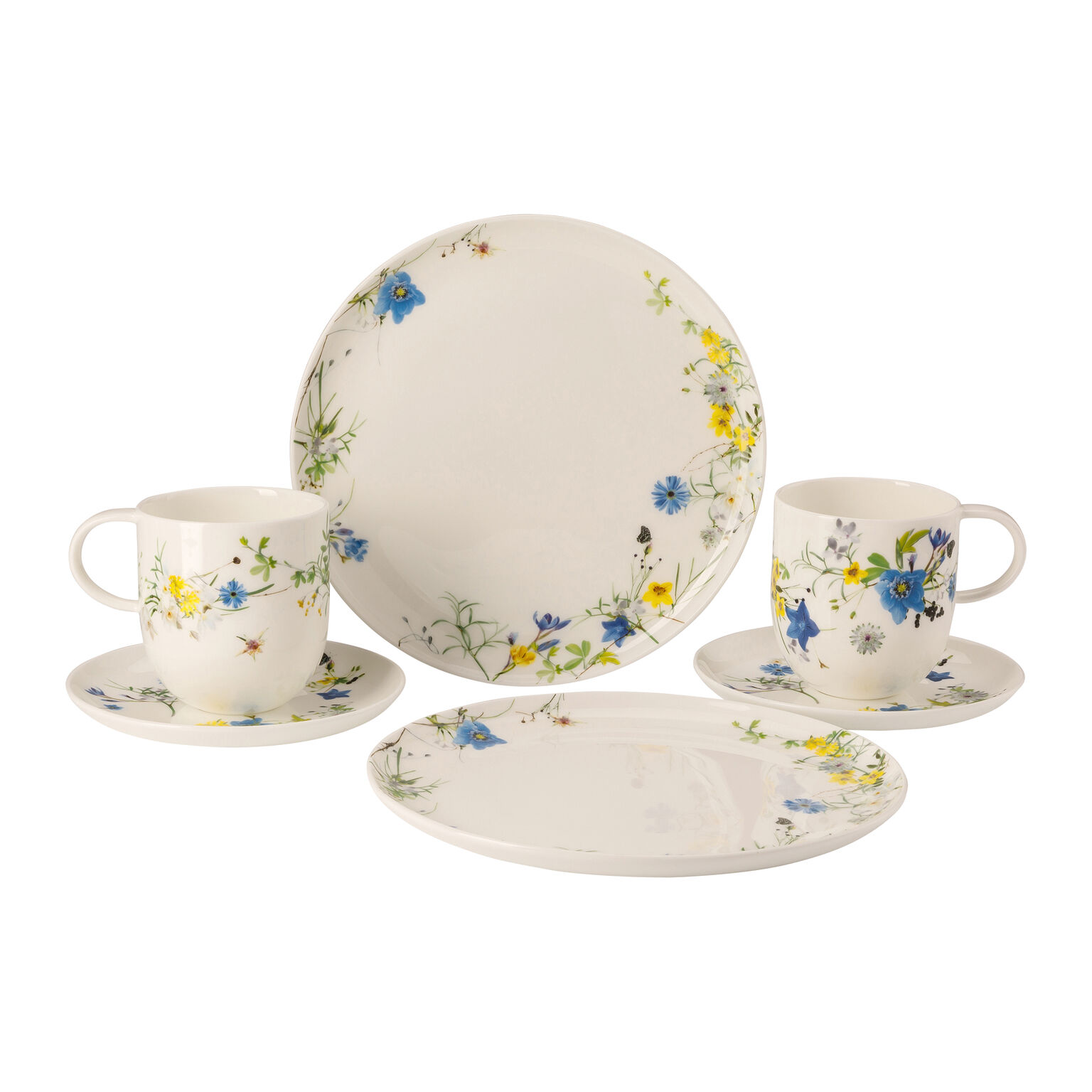 Brillance Bone China Fleurs des Alpes Set 6-tlg. mit Bechern und Couptellern