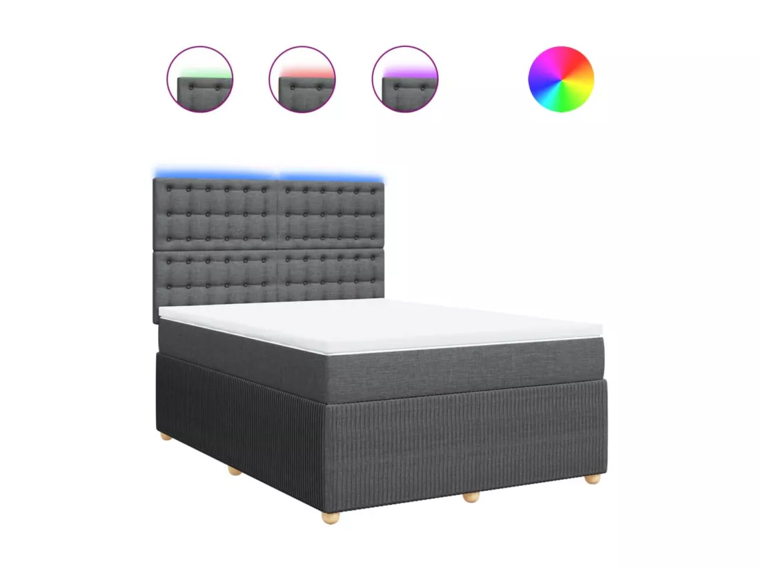 Sommier à lattes de lit avec matelas Gris foncé 140x190cm Tissu