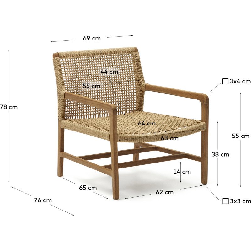 Fauteuil Sabolla - corde  - bois de teck massif
