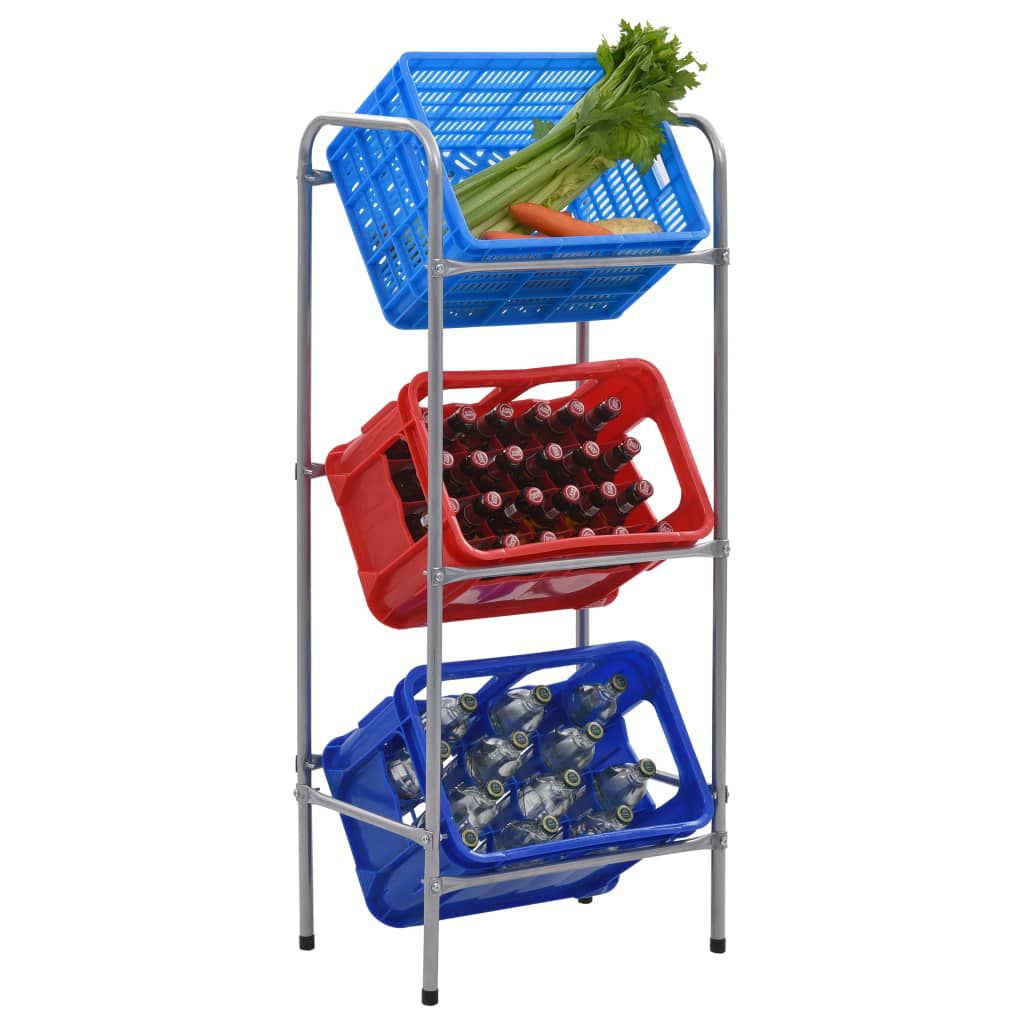 vidaXL Opbergplank voor 3 dozen zilver 50x33x116 cm staal