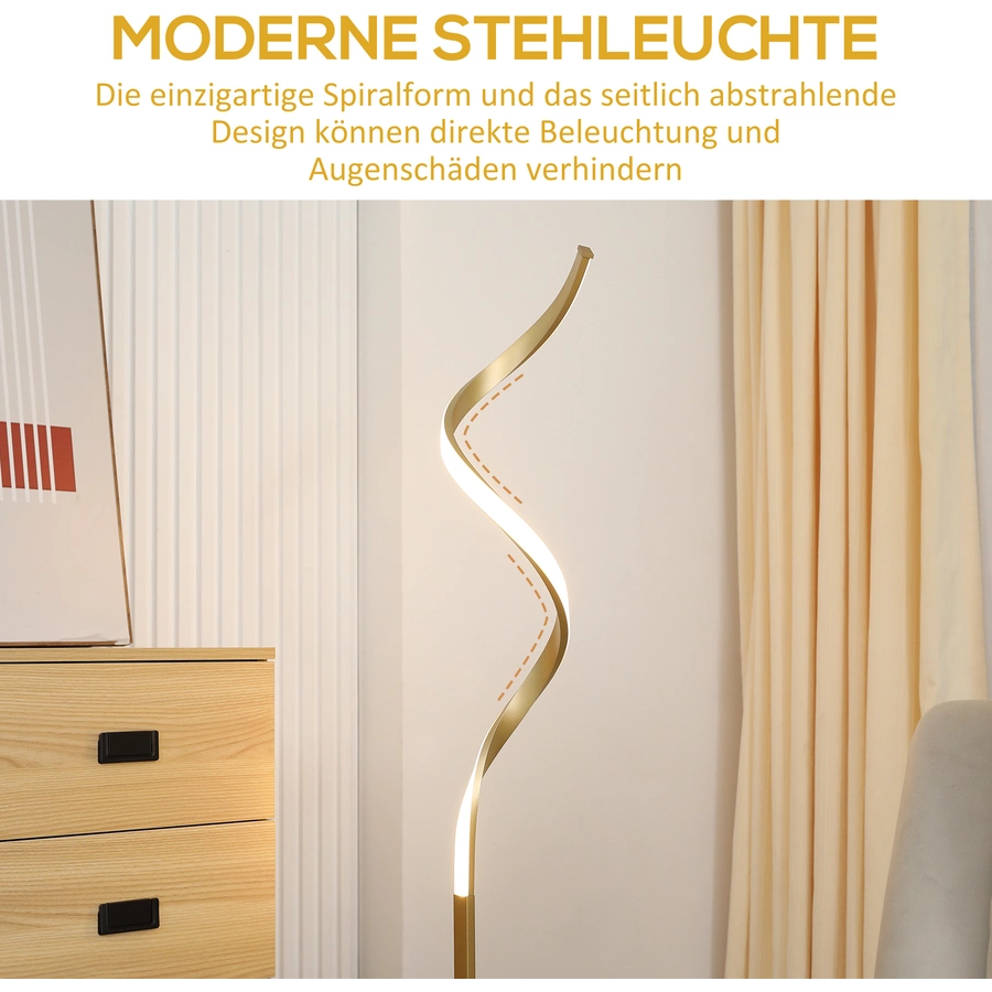 HOMCOM Stehleuchte mit Fußschalter gold