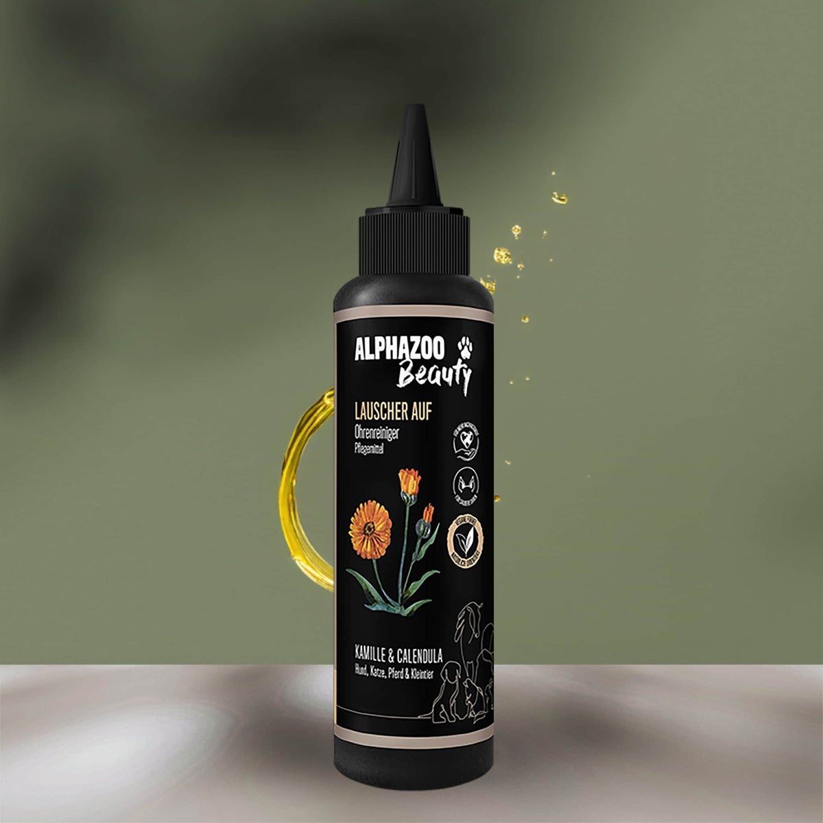 ALPHAZOO Oorreiniger 200ml voor honden en katten | Oorverzorging met kamille