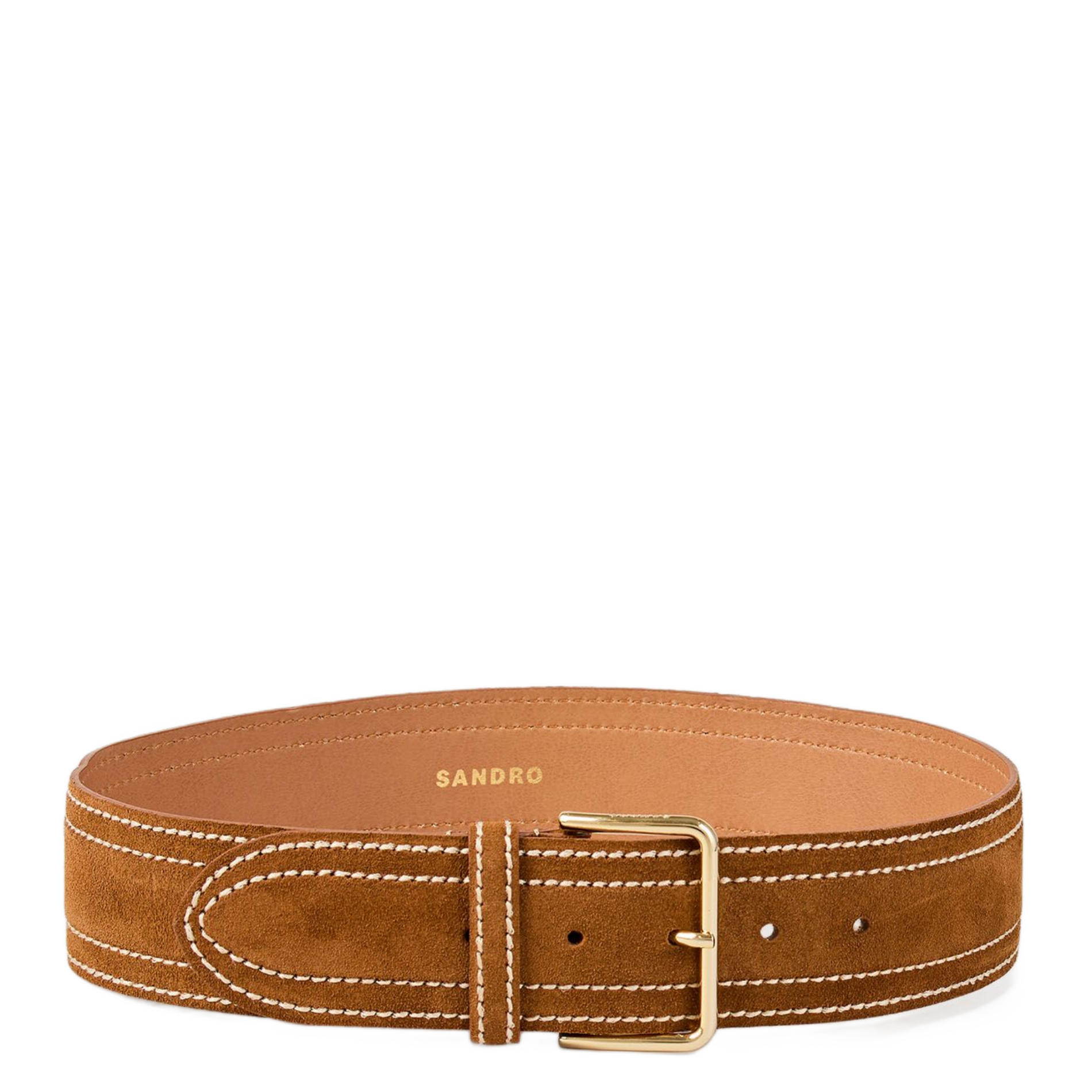 Ceinture large à boucles en cuir | Marron