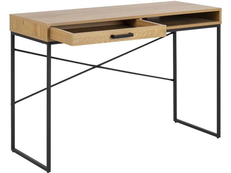 AC Design Tisch Seaford, Schwarz matt / Wildeiche matt Bürotisch im modernen Industriestil