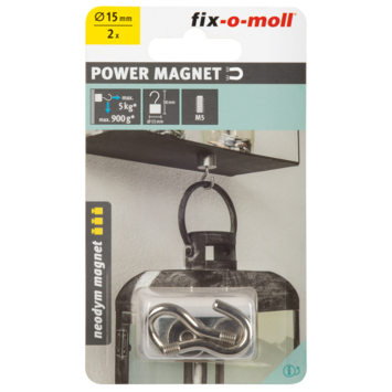 Magneet haak Neodym zilver 15x38mm 2 stuk