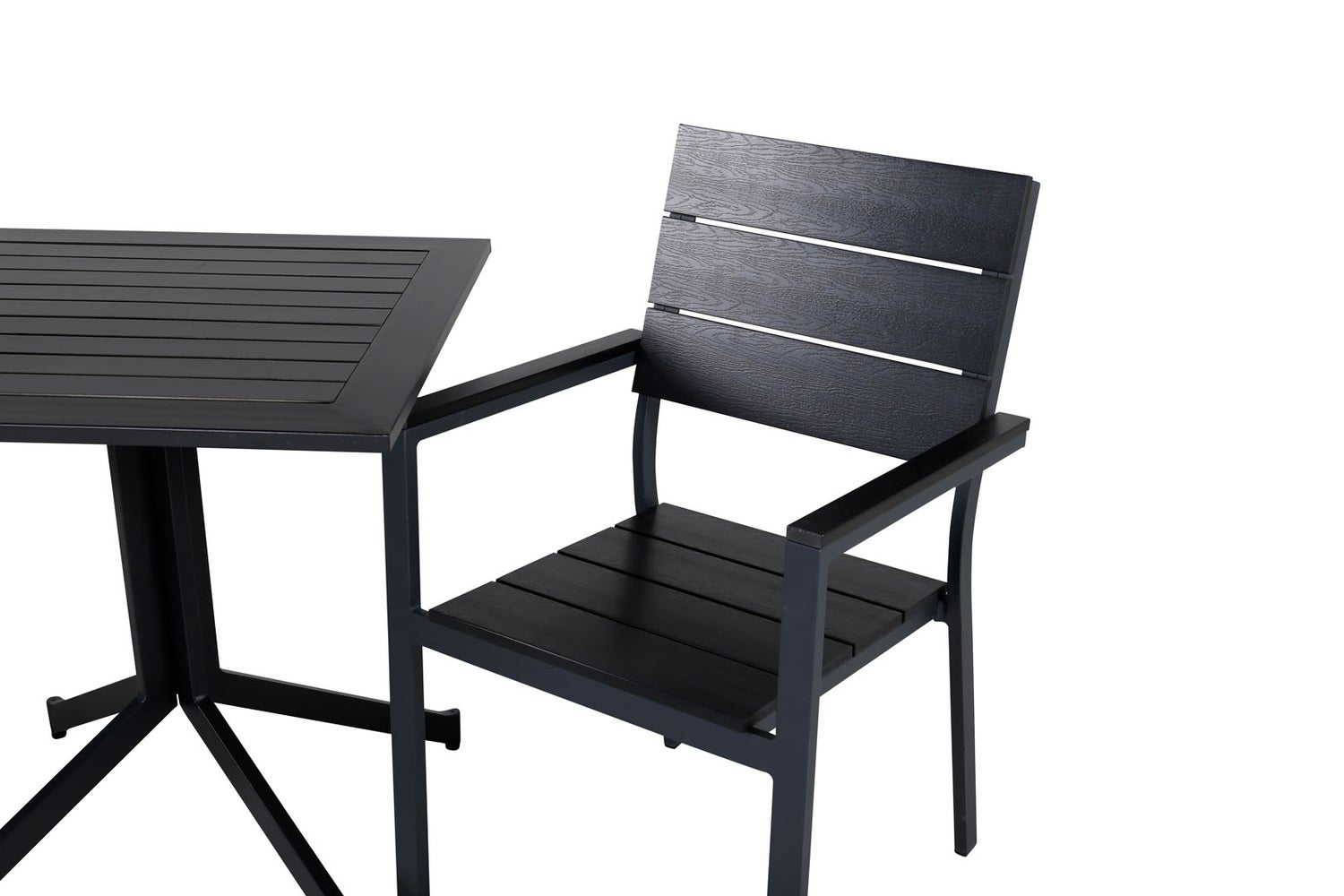 Way tuinset, tafel 70x70cm en 2 stoelen, Levels, zwart. 70 x 70 x 72 cm