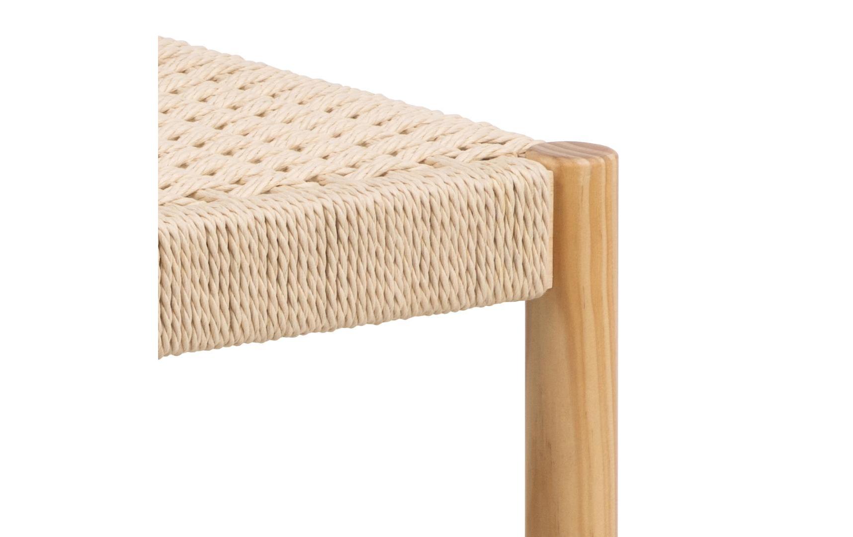 Sitzbank Alvin 80 x 45 cm, WeissSitzbank mit Papiergeflecht und Holzgestell