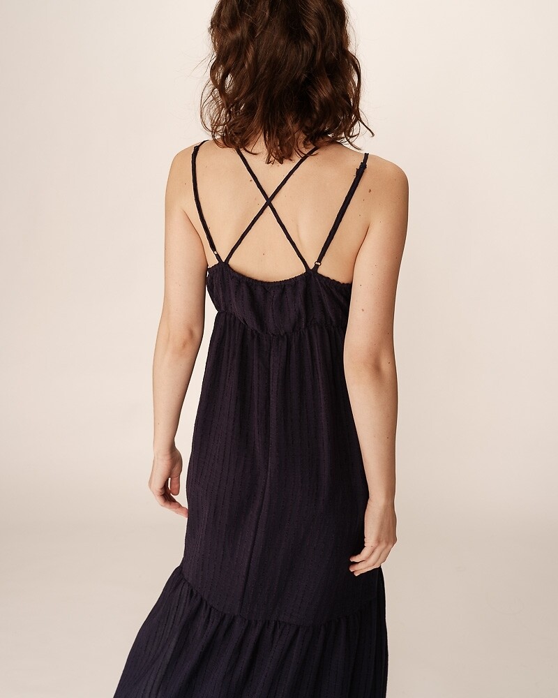 GRACE & MILA<br>Vestido longo com babados e alças cruzadas LINDO