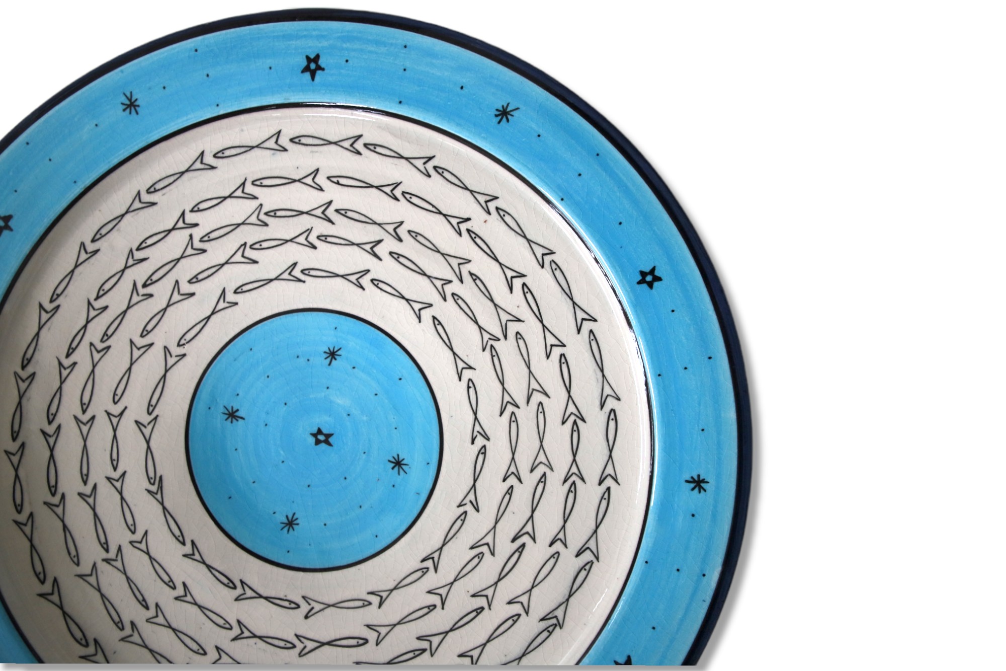 Zierteller 'Fisch', blau-grau, Ø 40 cm, H 6 cm von fischer's lagerhaus