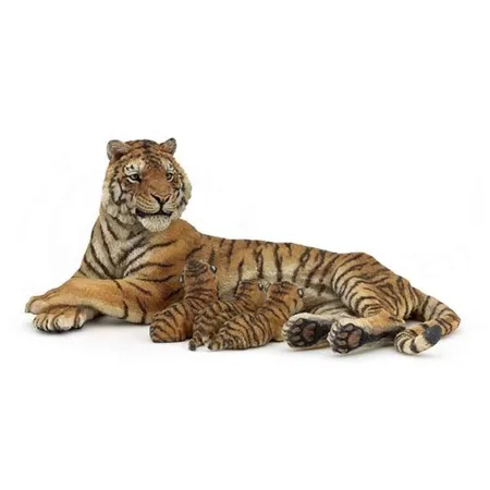 Papo 50156 Liegendes Tigerweibchen mit Jungtieren
