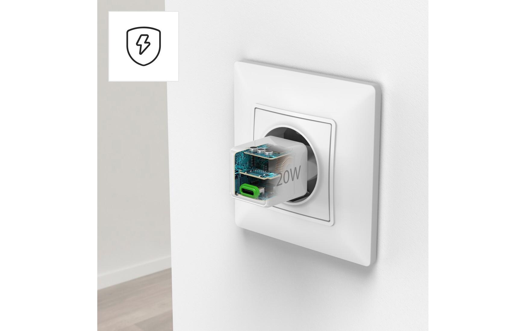 USB-Wandladegerät Mini-charger USB-C 20 W WeissSuper-Mini-Ladegerät USB-C