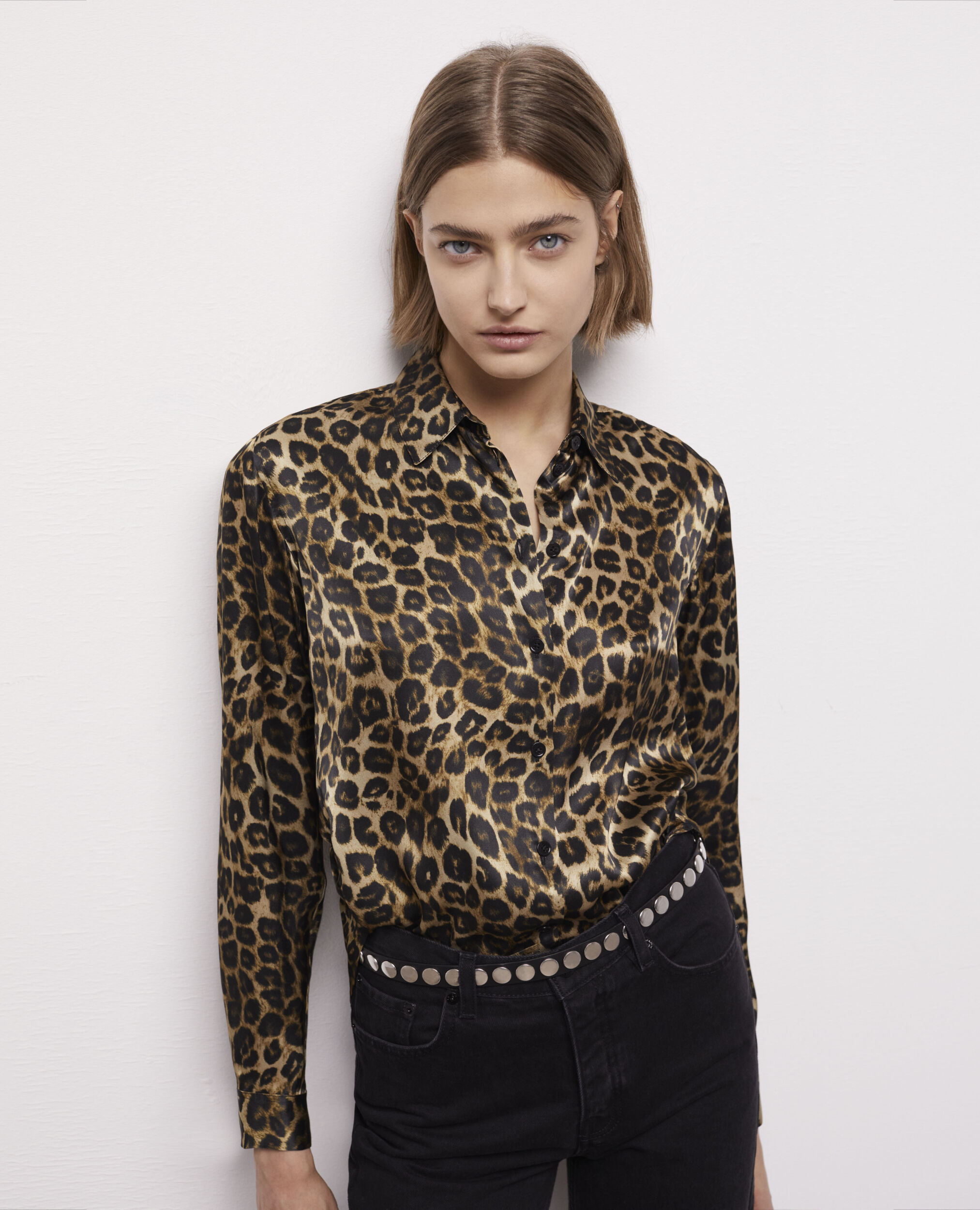 Chemise en soie léopard
