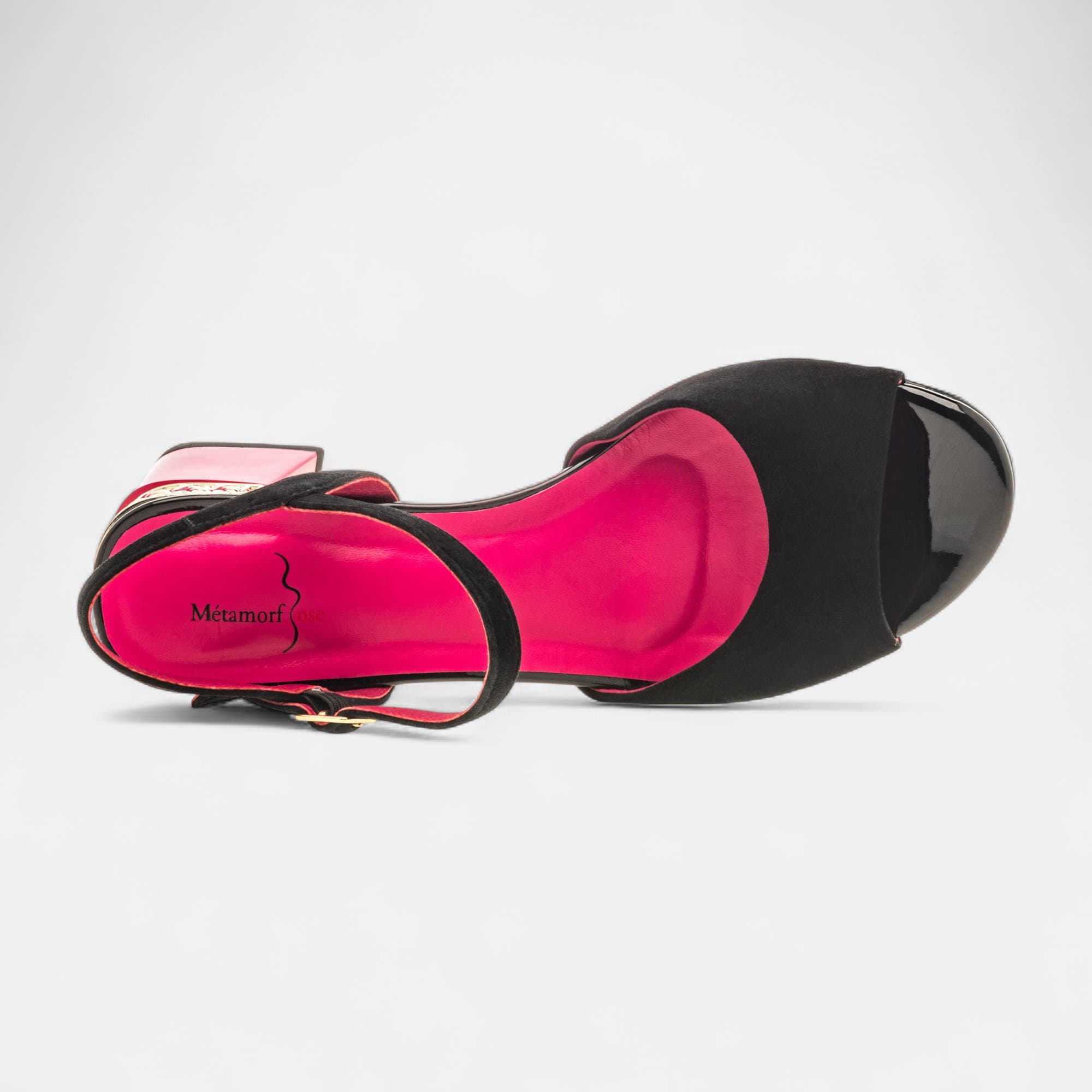 Nu-pieds à talon Femme en cuir noir