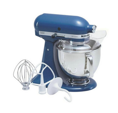 Batedeira de pedestal Artisan Blue Willow de 5 Qt. com 10 velocidades, batedor plano, batedor de arame de 6 fios e gancho para massa.