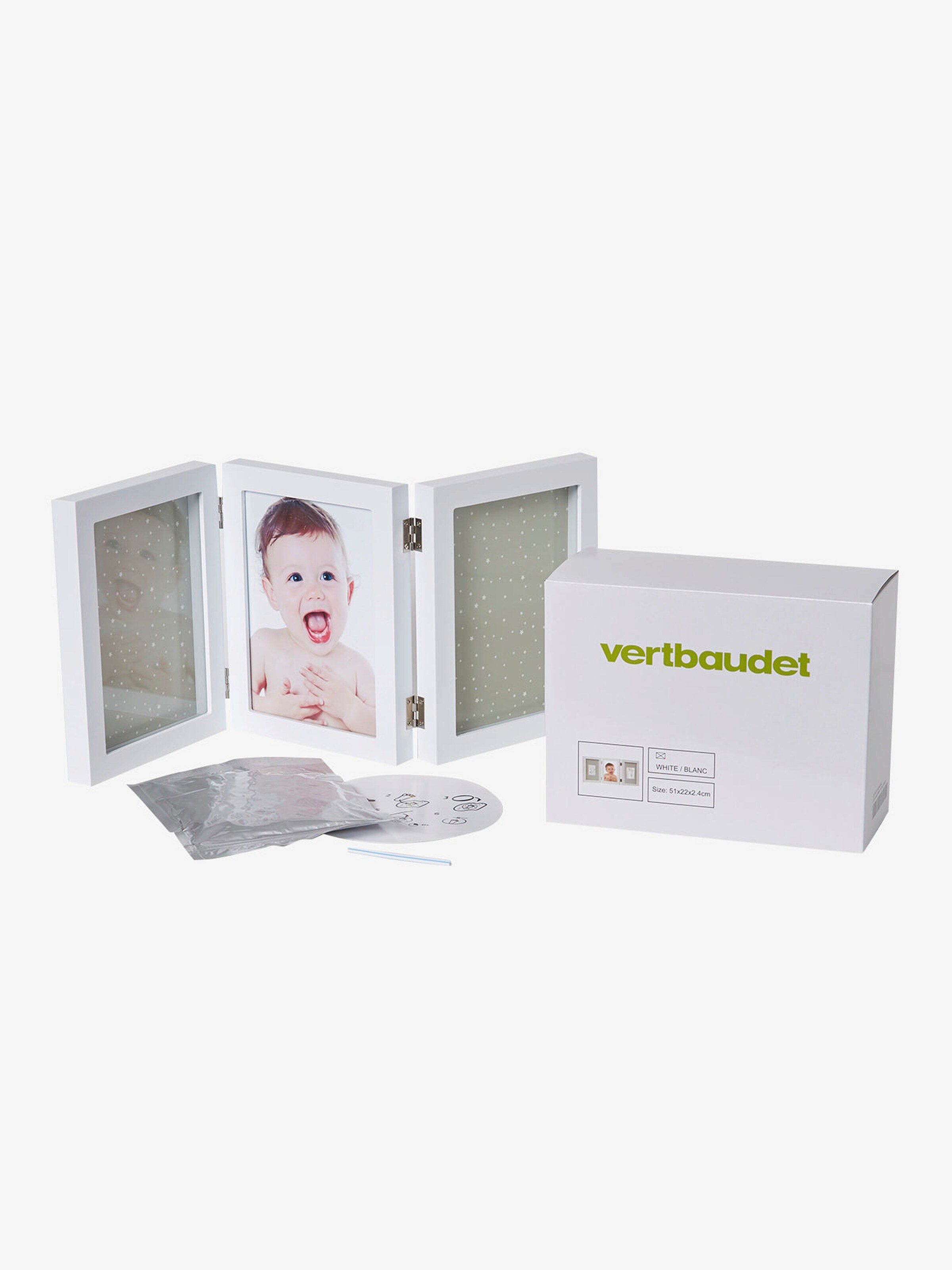 Vertbaudet Baby Abdruck-Set mit Bilderrahmen weiß/natur