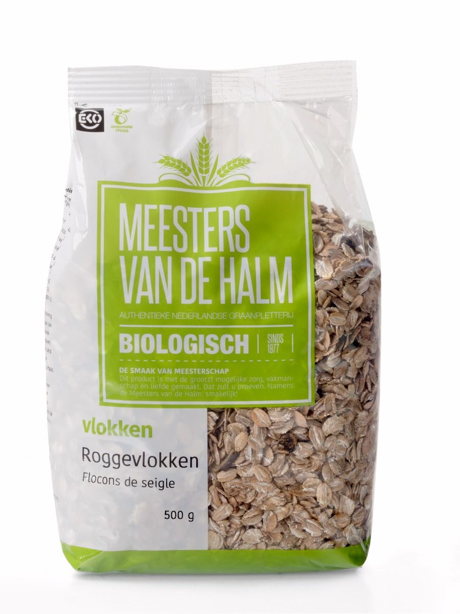 De Halm Roggevlokken (bio) 500 gram