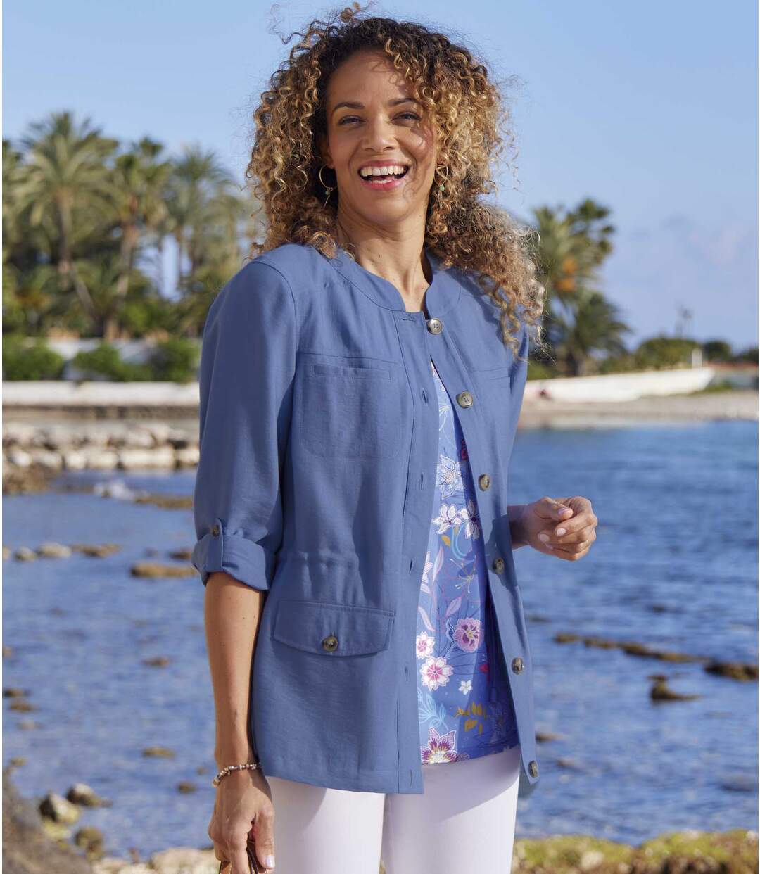 Veste Saharienne Bleu Lavande
